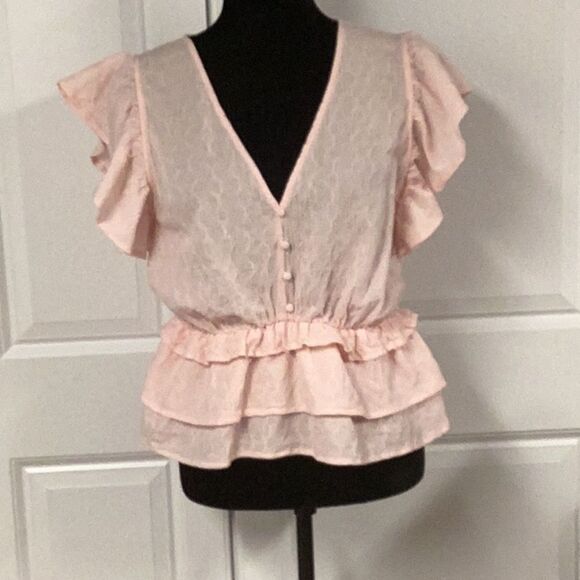Express Tops - Express Pink Ruffle Shirt
